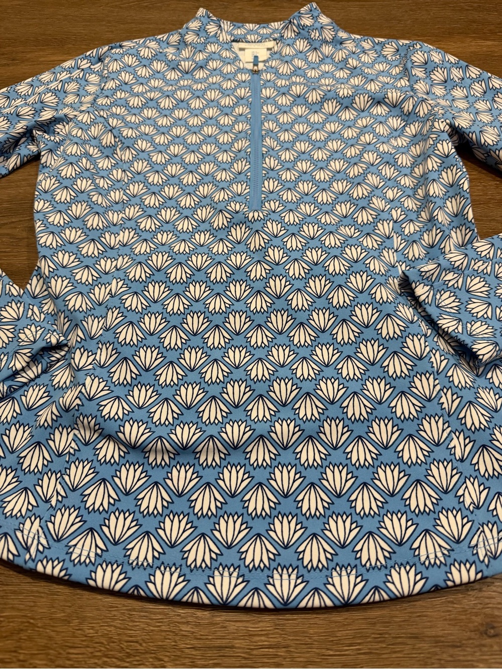 Sigrid Olsen Golf & Tennis Blue Floral Quarter Zip Pullover Top Size Small - Picture 3 of 8